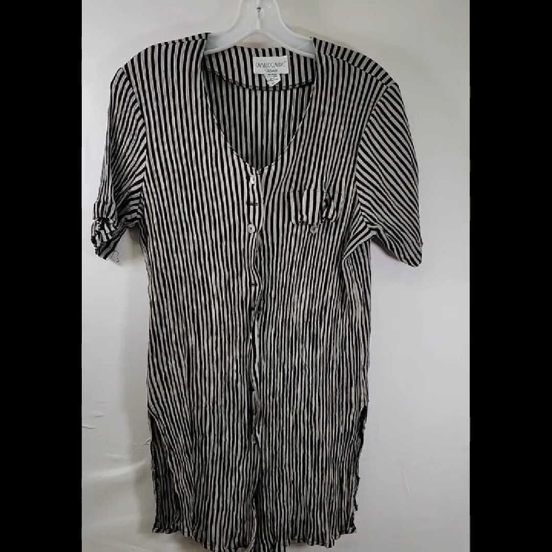 Vintage Camille Claudel Black and White Striped Blouse Size 1X