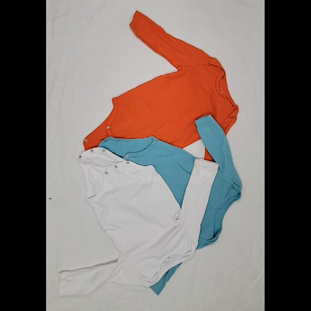 3 Primary Long Sleeve Onesies Size 18-24