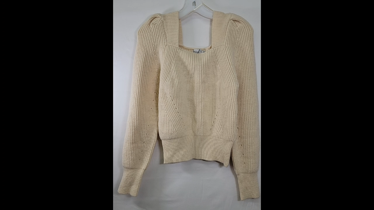 Molly Bracken Square Neck Cream Cropped Sweater Size M