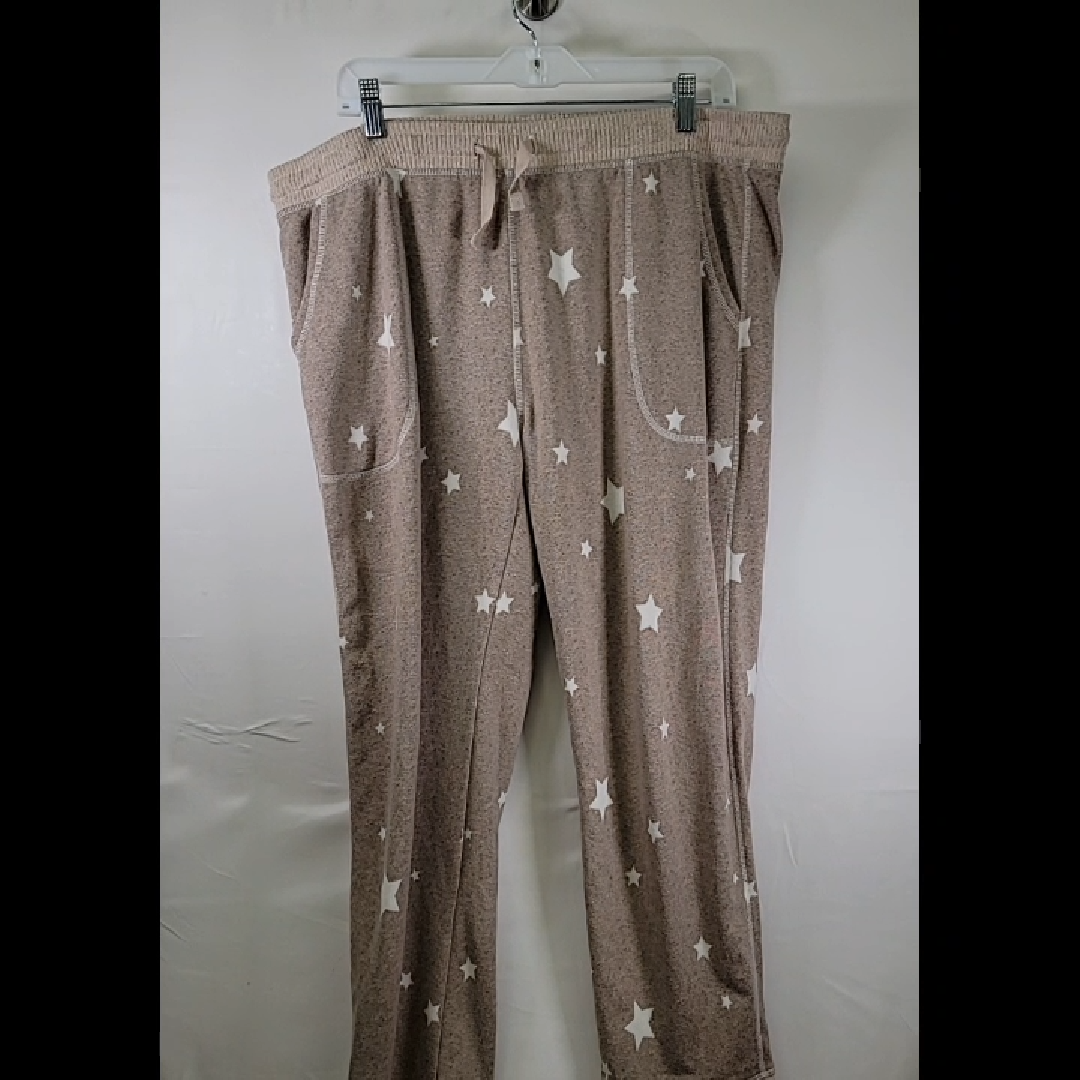 Cozy Beige Star Print Loungewear Pants Size 2X
