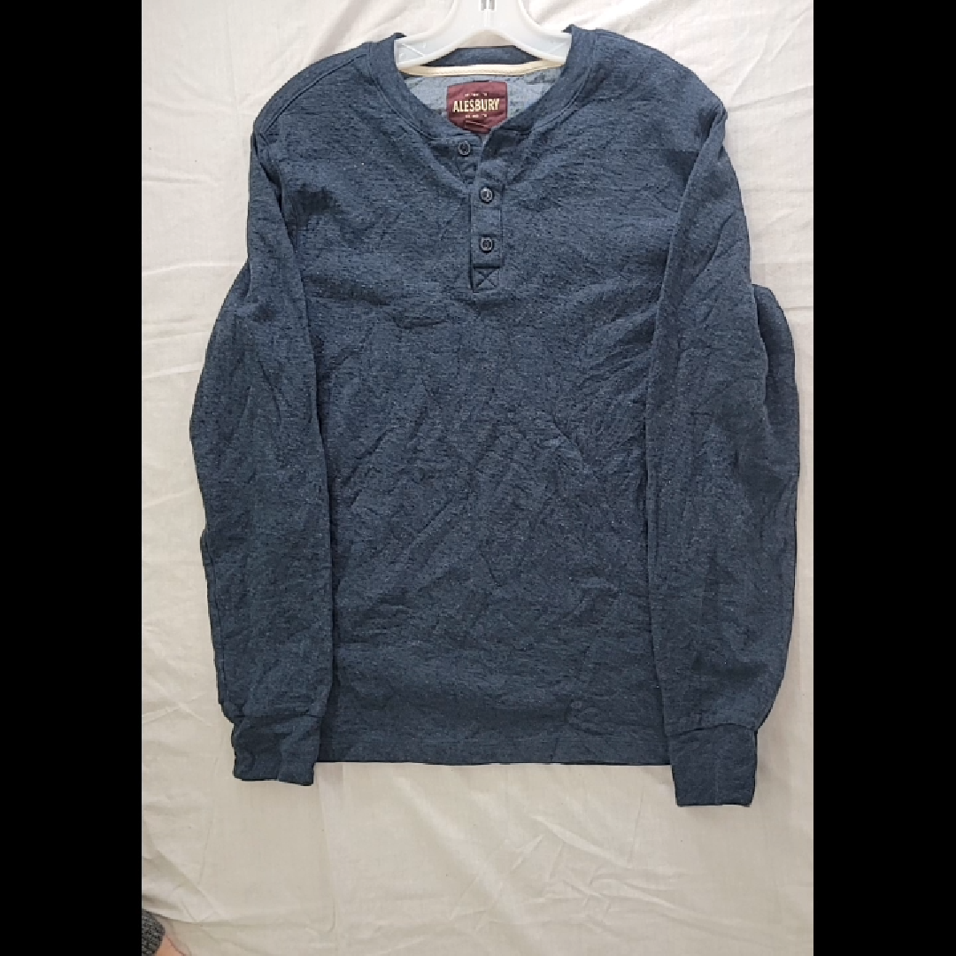 Men's Alesbury Long Sleeve Henley Shirt in Dark Blue Size L