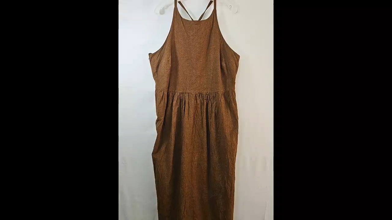 Anxious Cat Linen Halter Dress Size 2XL