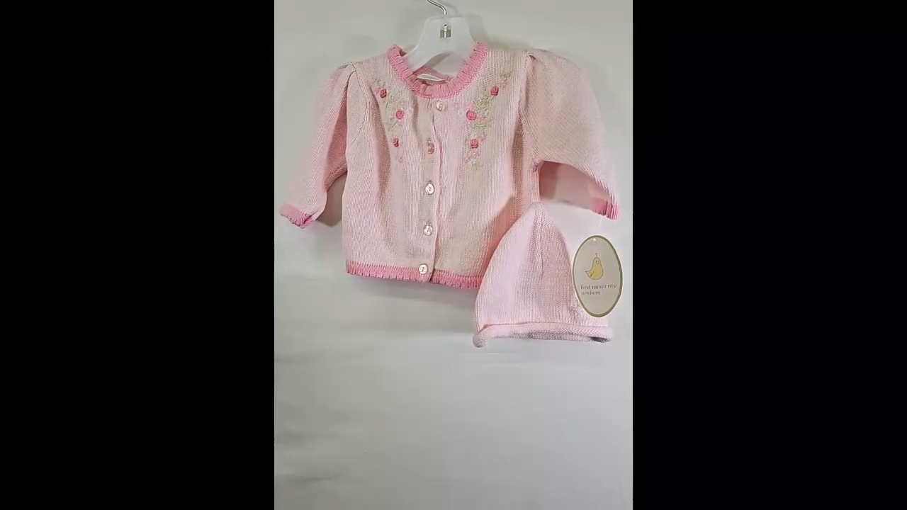 First Moments Pink Angel Sweat & Hat Set Size 3-6 MO