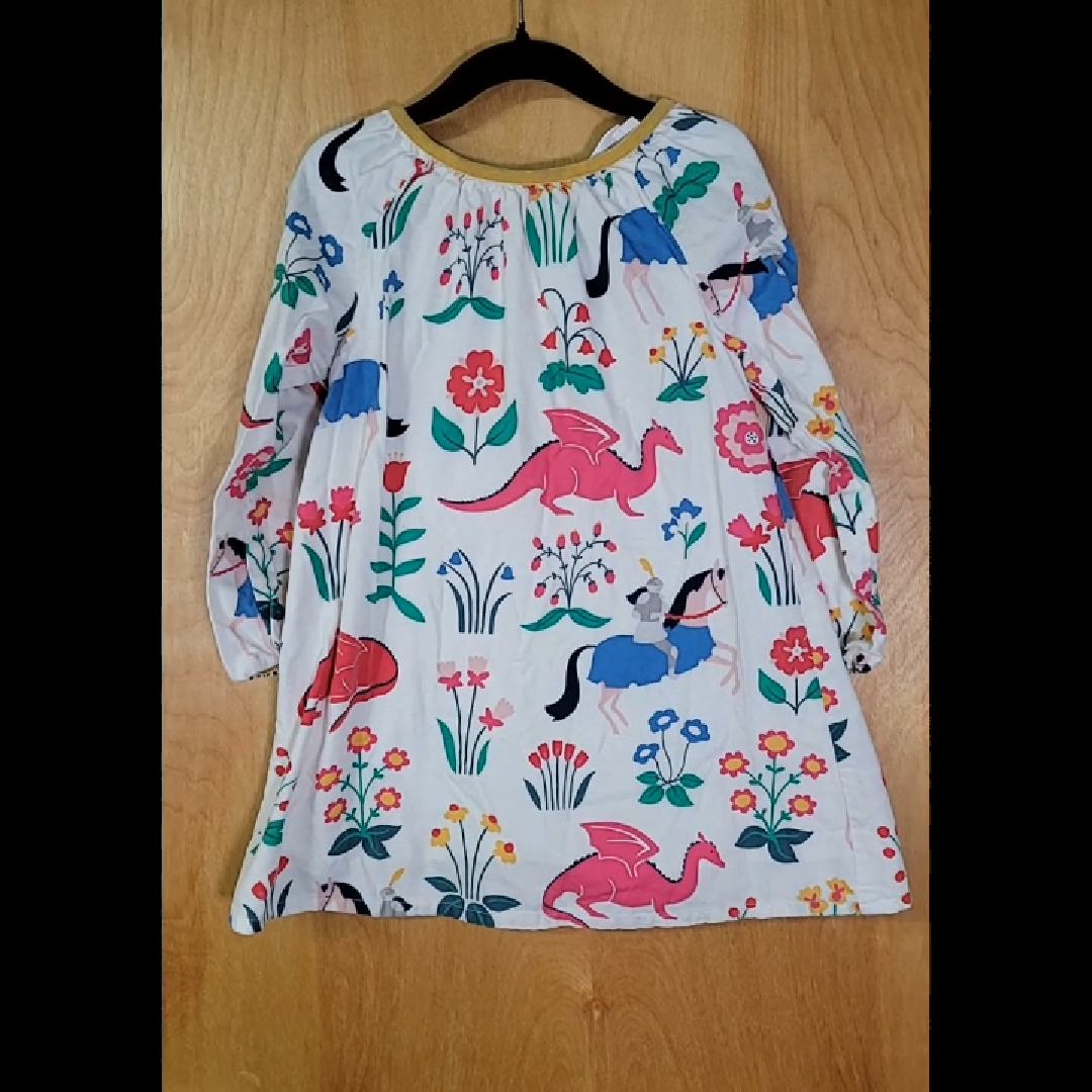 Miniboden Toddler Girls' Dress Lined - Knights & Dragons 3-4Y
