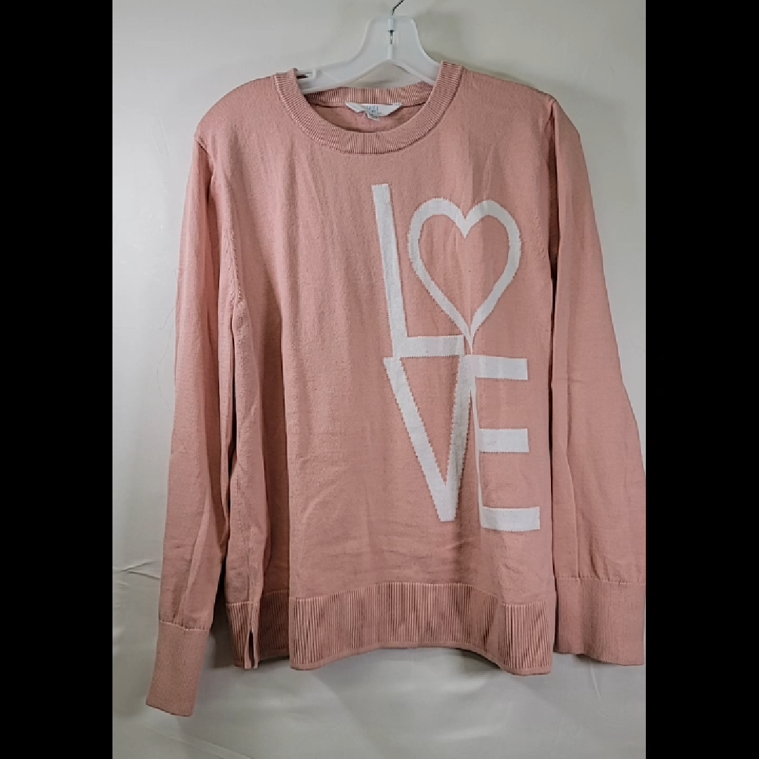 Stylish Pink Love Sweater Size XL