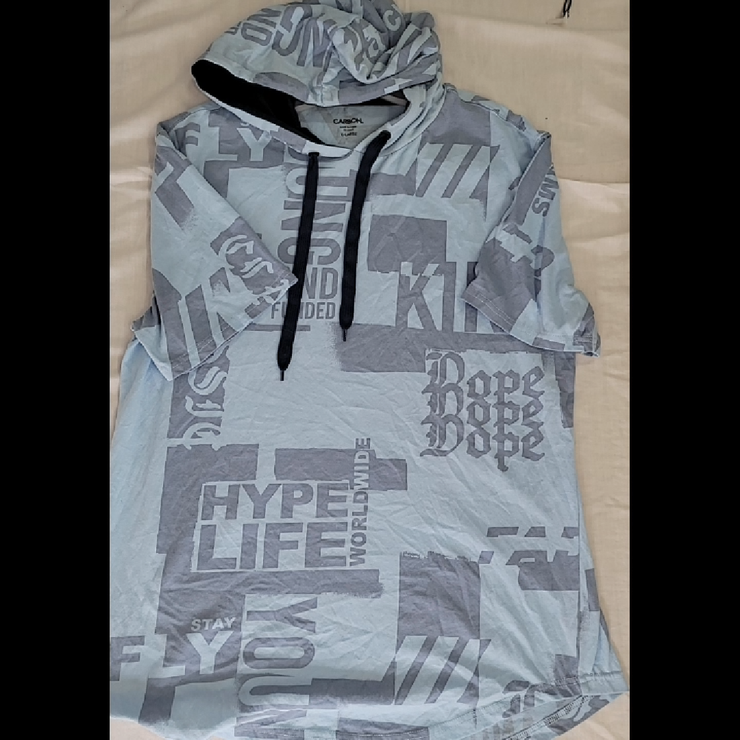 Carbon Light Blue Hooded T-shirt Size XL