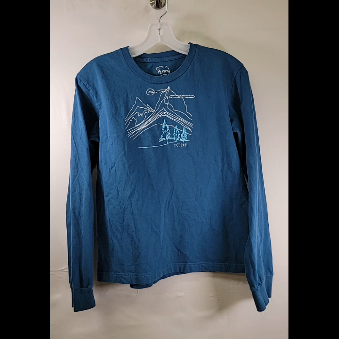 OCEAN Blue Long Sleeve T-Shirt with Mountain Design