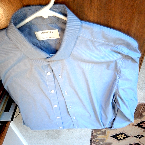 Ministry Men's Long Sleeve Button Down Shirt Size L