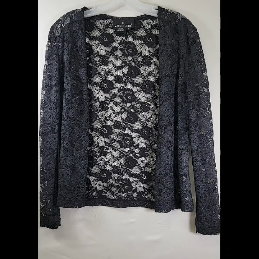 Carole Little Black Lace Cardigan Size S