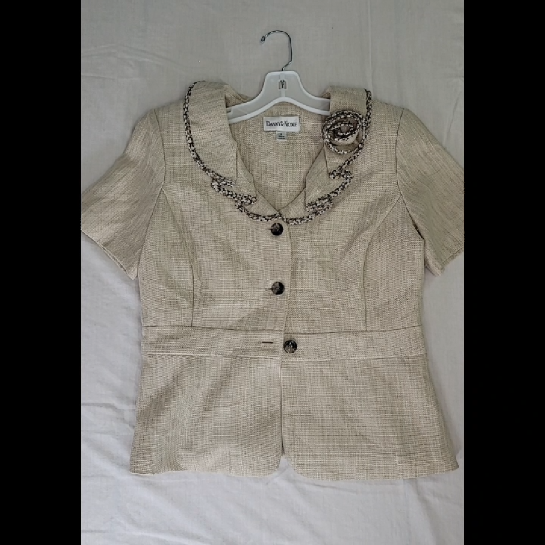 Vintage Danny & Nicole Beige Short Sleeve Blazer Size 8 (M)