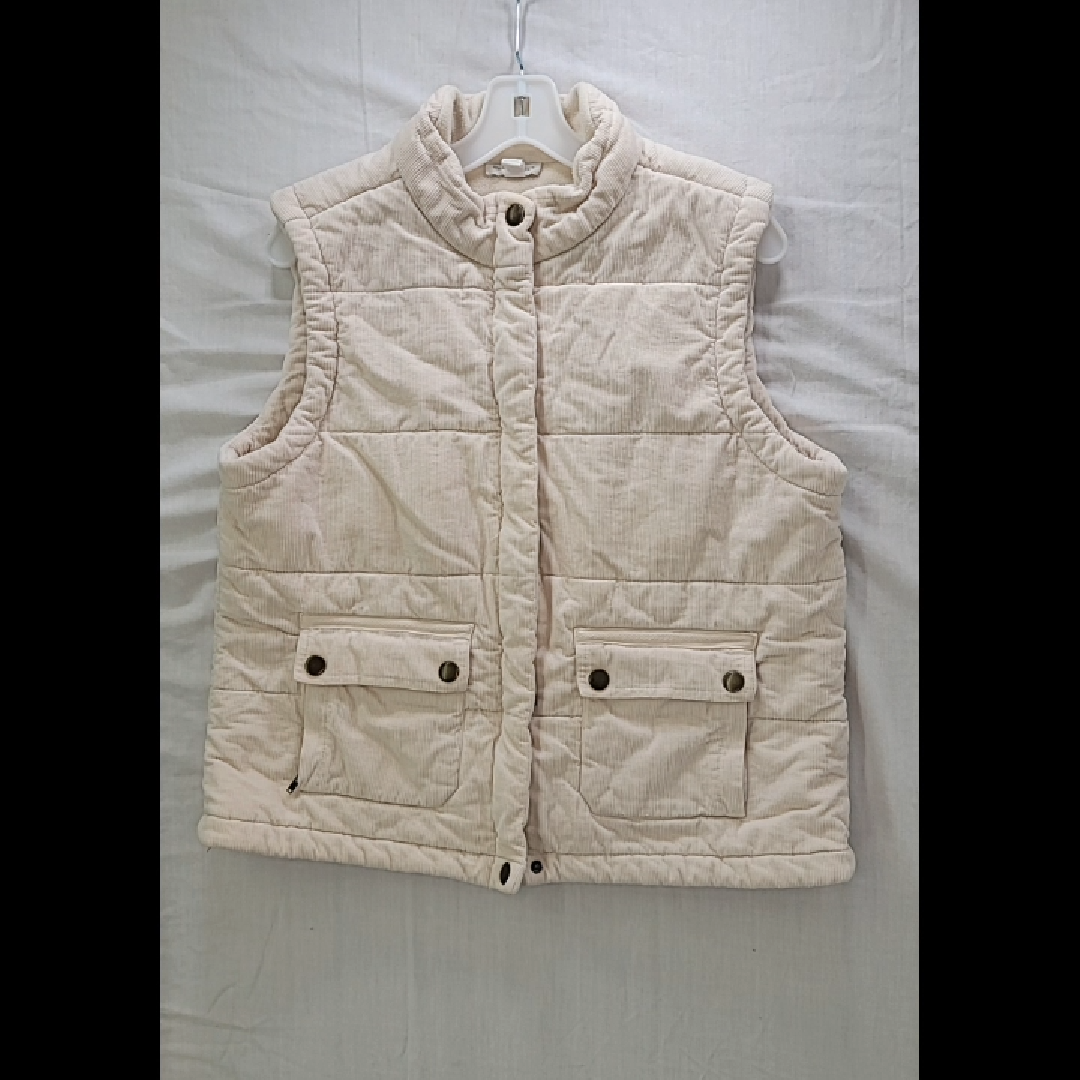 Charter Club Women's Beige Quilted Vest Size L