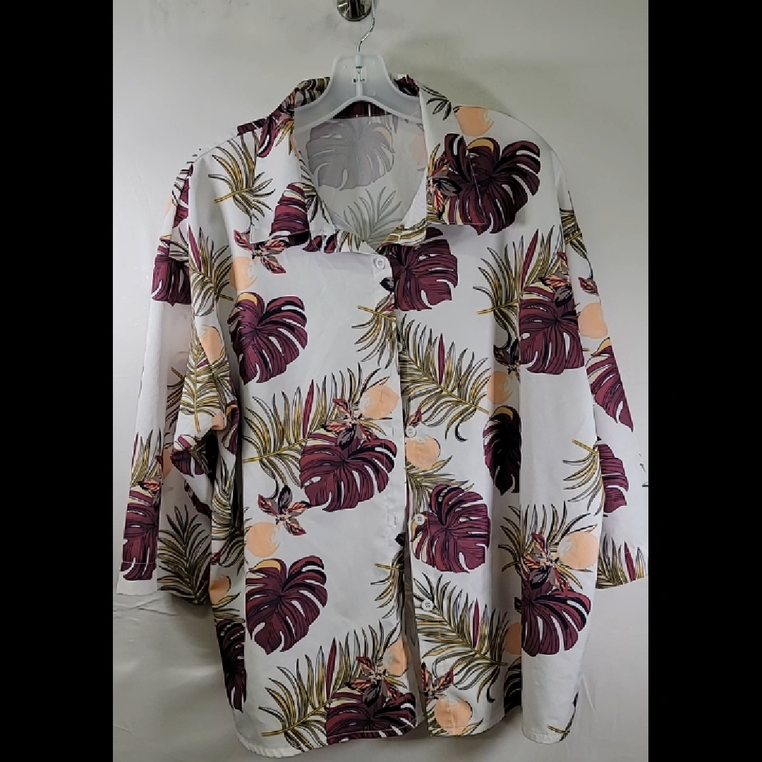 Tropical Print Button-Up Shirt