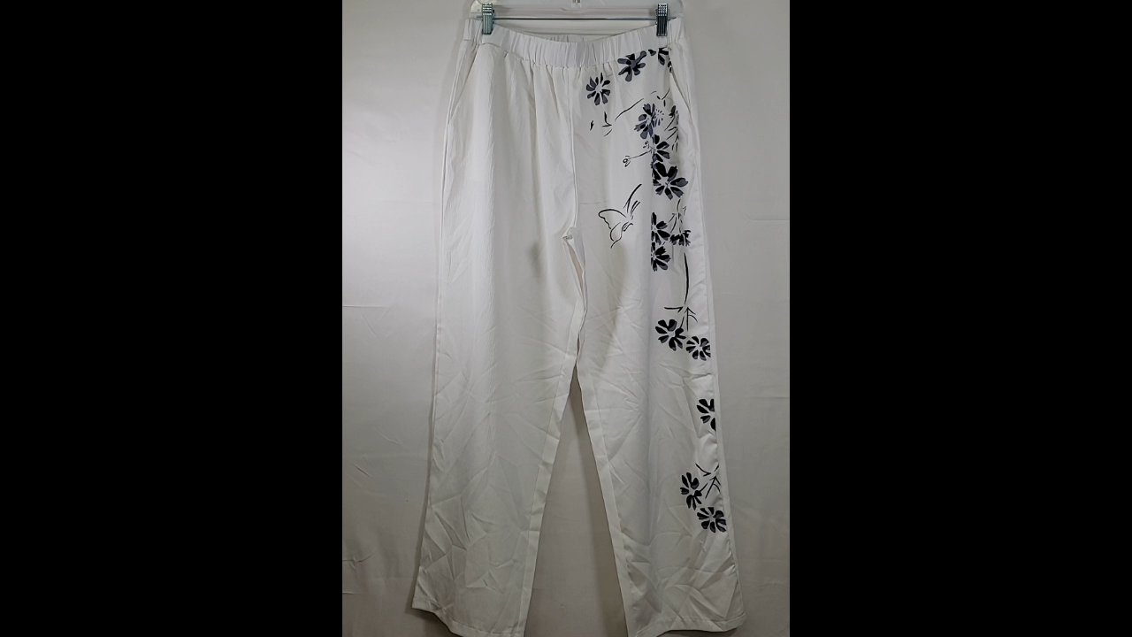 Floral White Pants Size XL