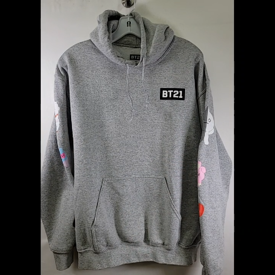 BT21 Gray Hoodie with Character Prints