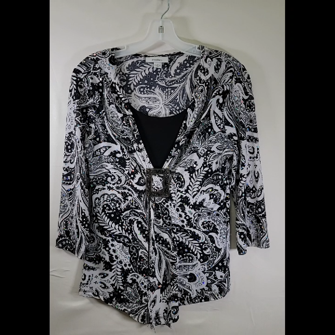 Elegant Black and White Blouse Size S