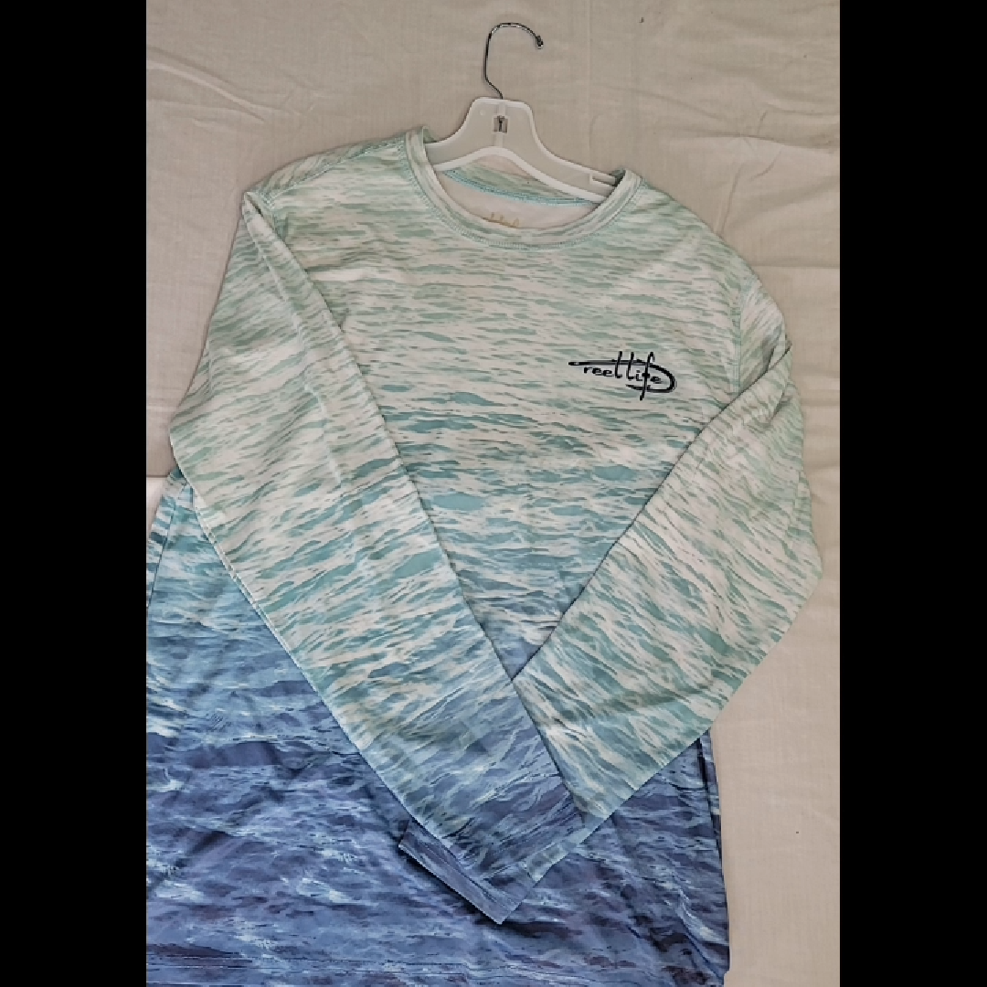 Reel Life Men's Long Sleeve Blue/Green Gradient Shirt