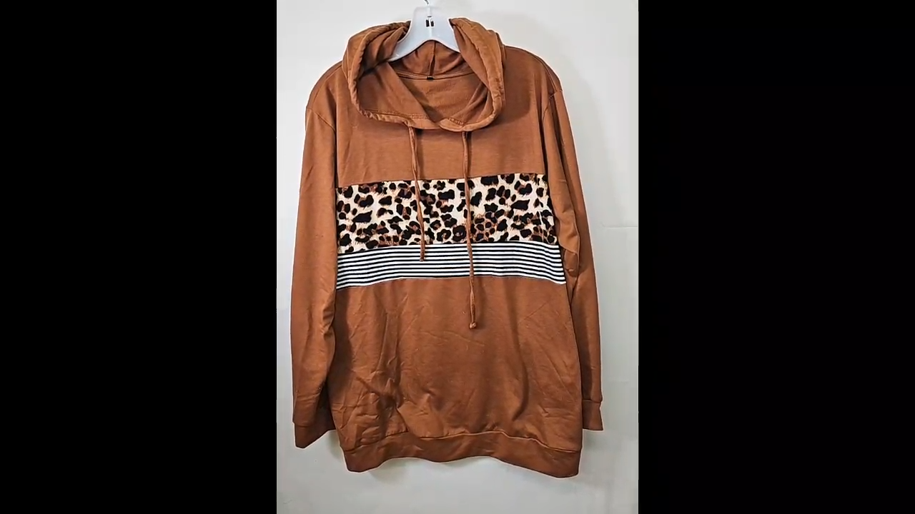Brown Cheetah Print Hoodie Size 2X