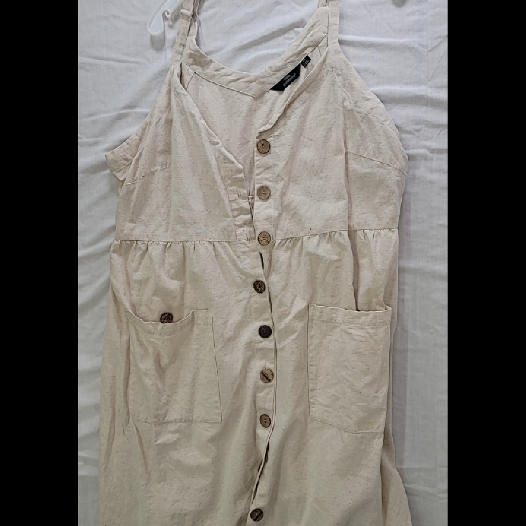 Camille Gabrielle Women's Beige Cotton Blend Button-Down Dress Size 2X