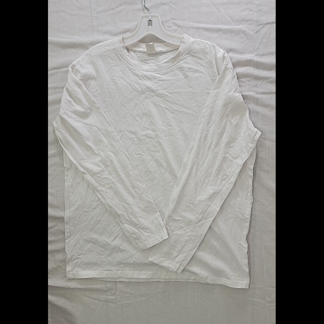 Glostory Men's White Long Sleeve T-shirt Size L