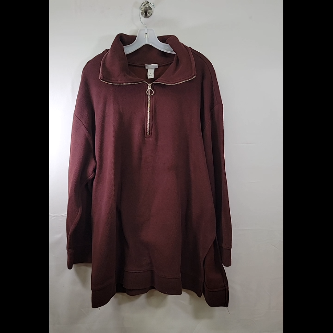 Ava Viv Burgundy Zip-Up Sweater Size 3X