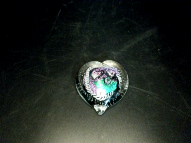 Randy Strong Signed Glass Heart Paperweight