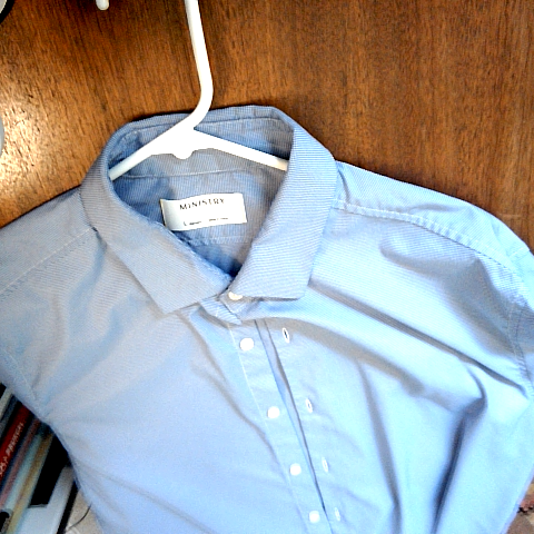Ministry Dress Shirt Men's L Light Blue Short Sleeve Button Up