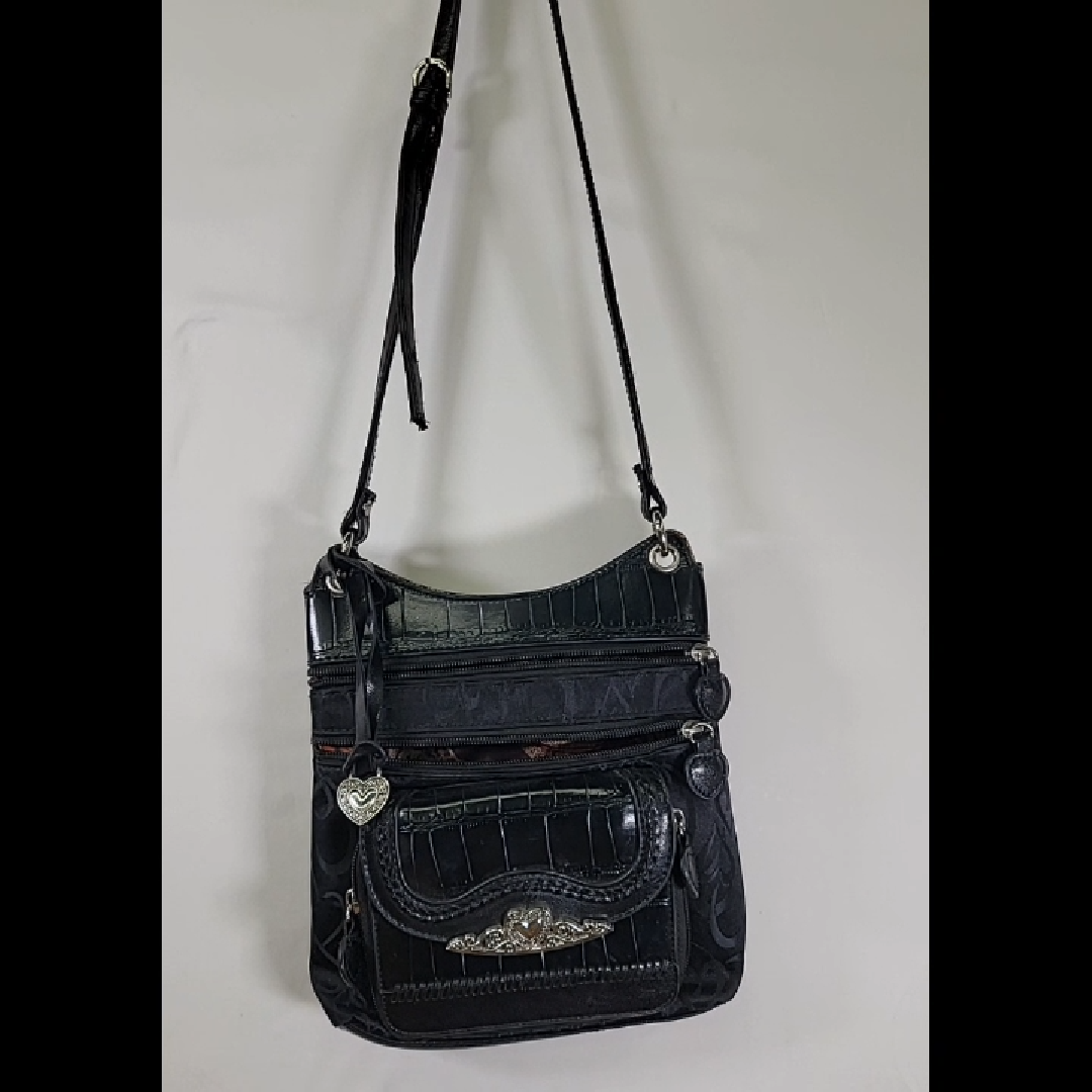 Stylish Black Synthetic Leather Handbag