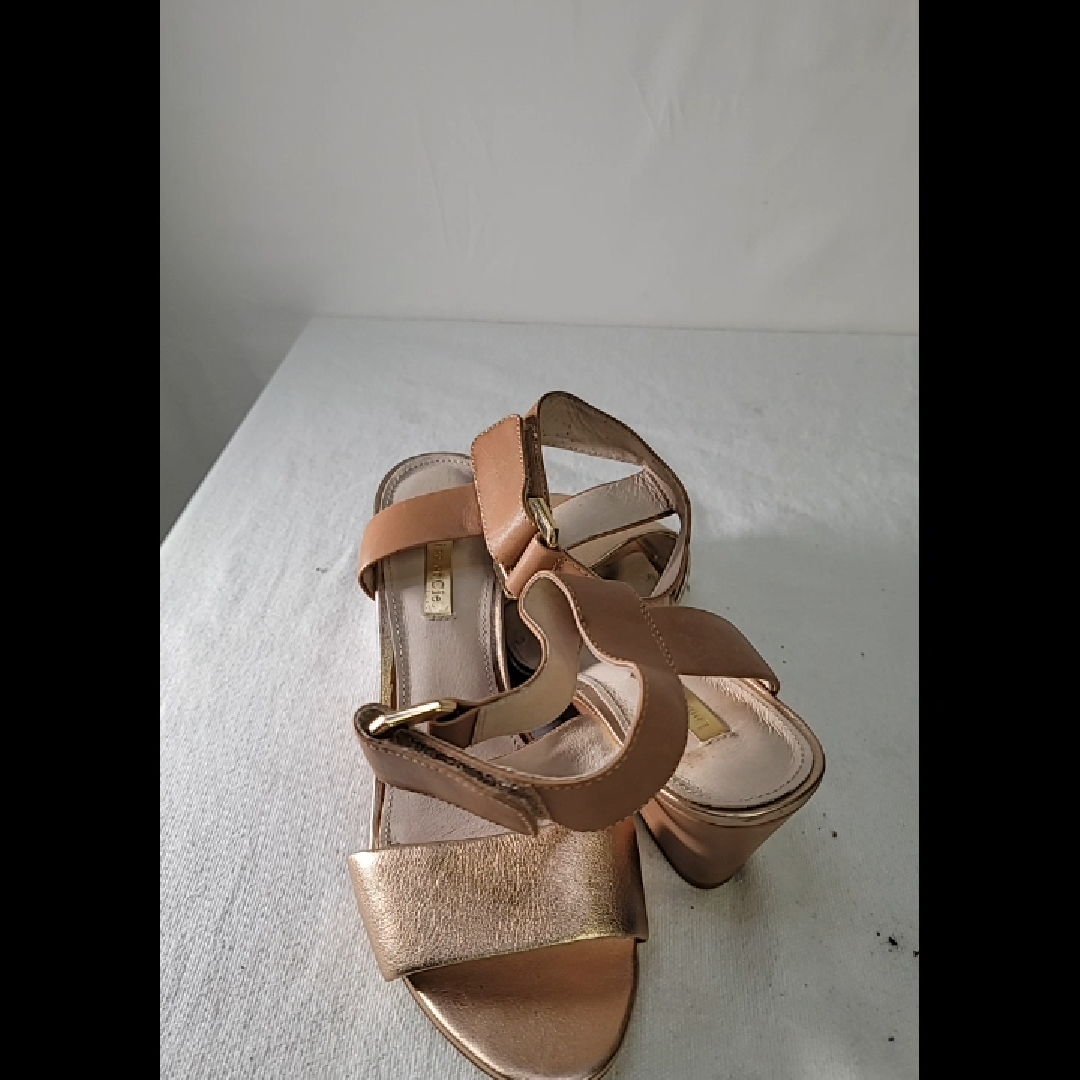 Stylish Rose Gold Heeled Sandals Size 7.5