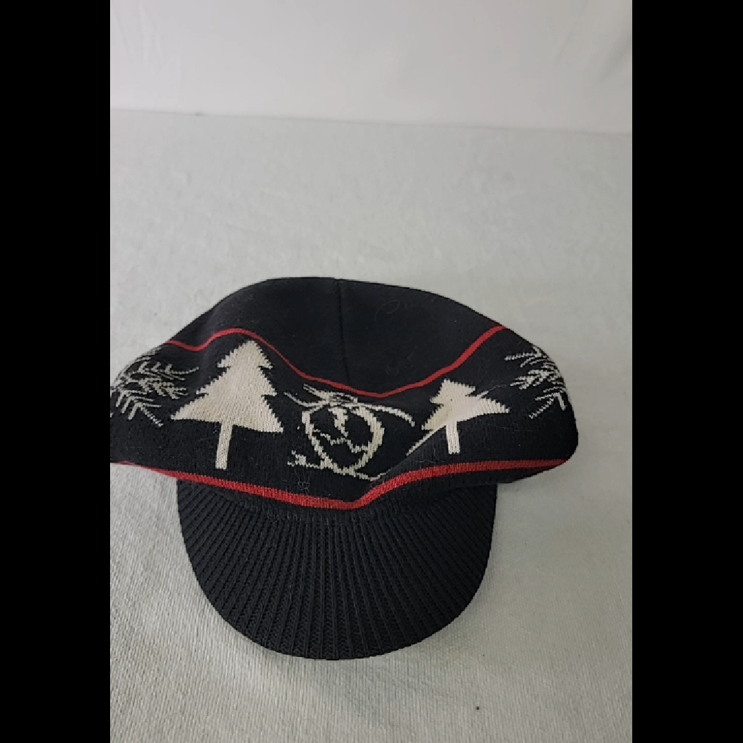 Stylish Black Holiday Hat with Tree Design