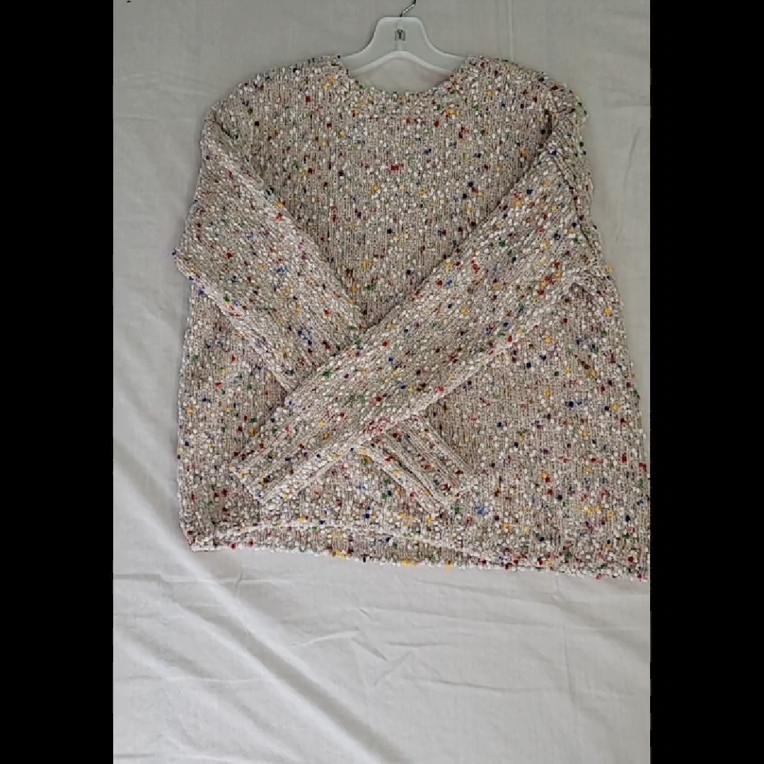 Trendy Cream Sweater with Multicolored Specks