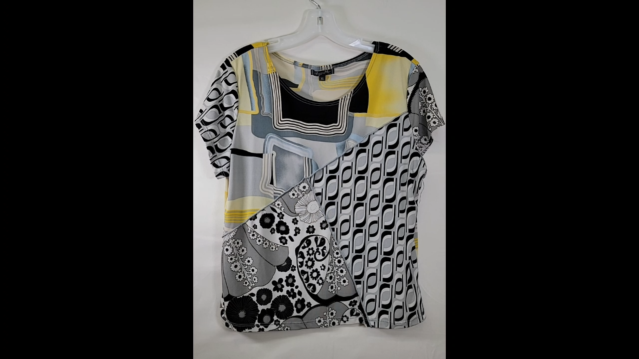Jessica Max Yellow Patterned Tee Size XL