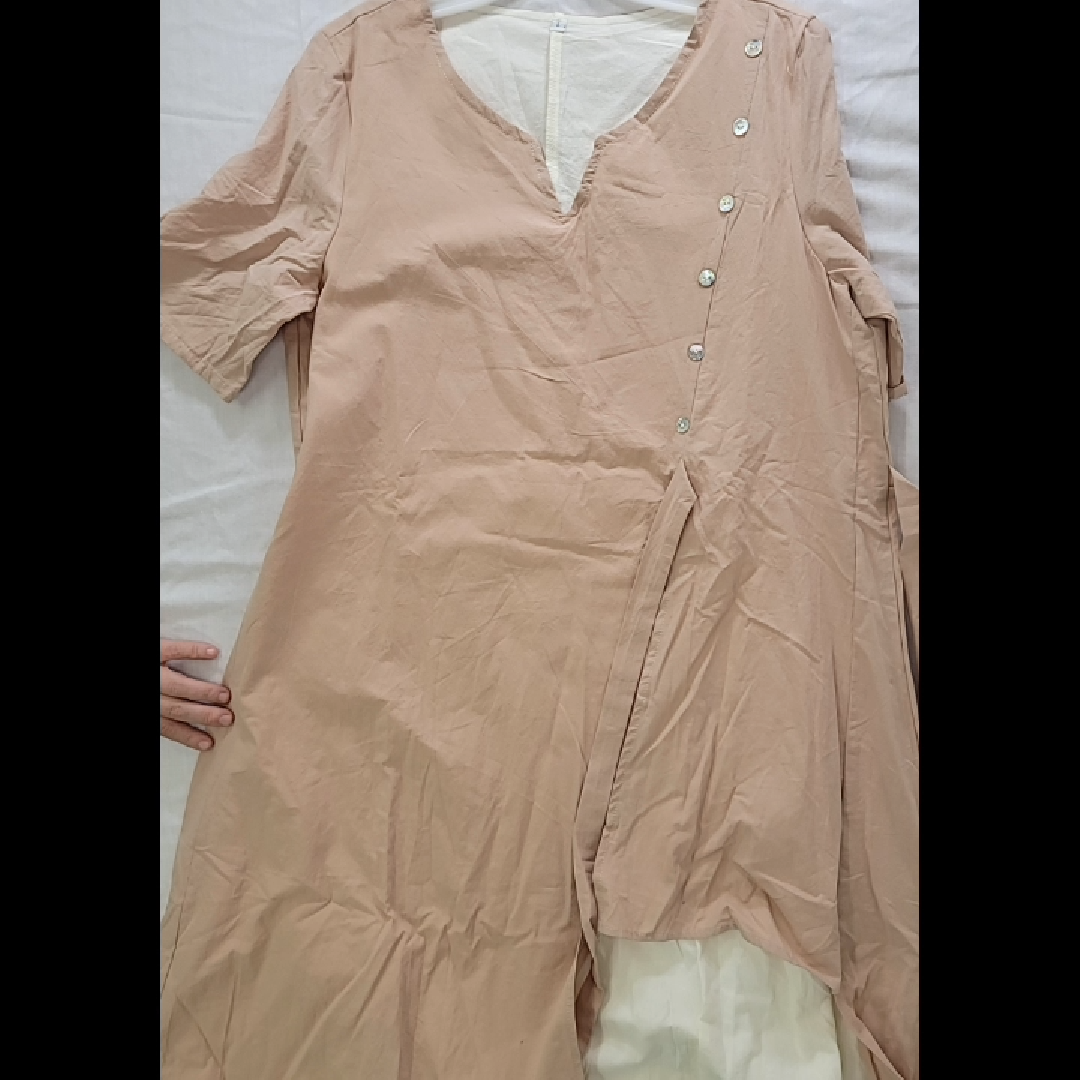 Light Pink Casual Dress with Button Detail Size L