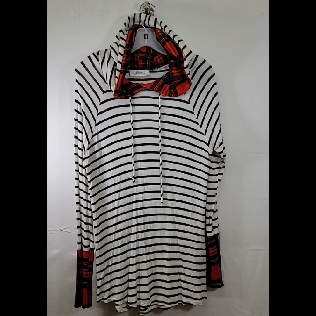 Lillie Avenue Striped Hooded Shirt Size L