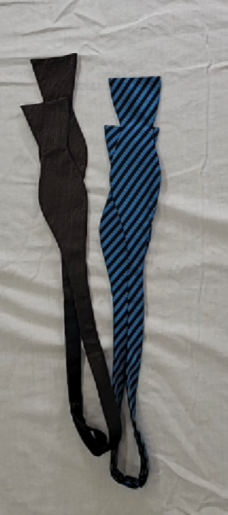 Stylish Black and Blue Striped Bow Tie Set