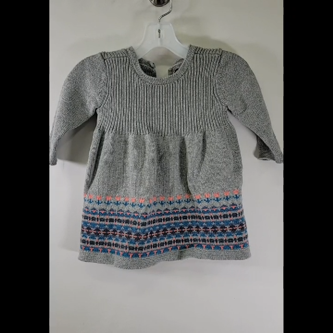 Tea Gray Knit Dress with Colorful Bottom Size 9-12 MO