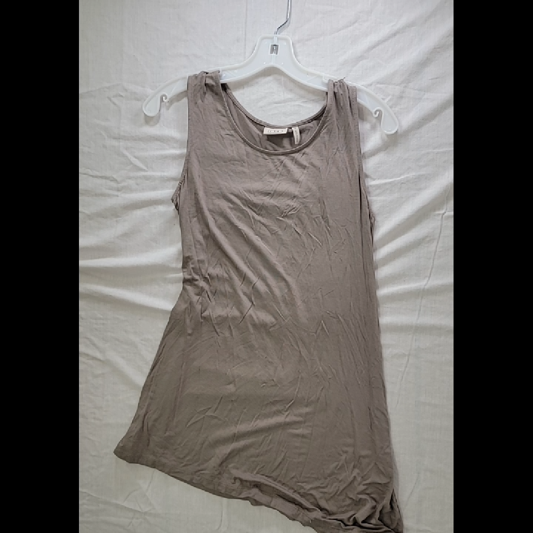 Logo Women's Taupe Cotton Blend Sleeveless Tank Top