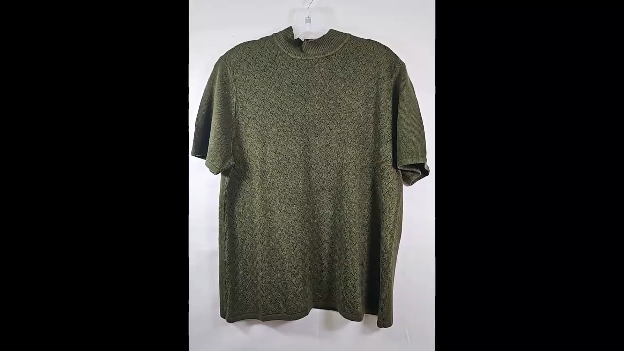 Koret Green Knit Short Sleeve Sweater Size L