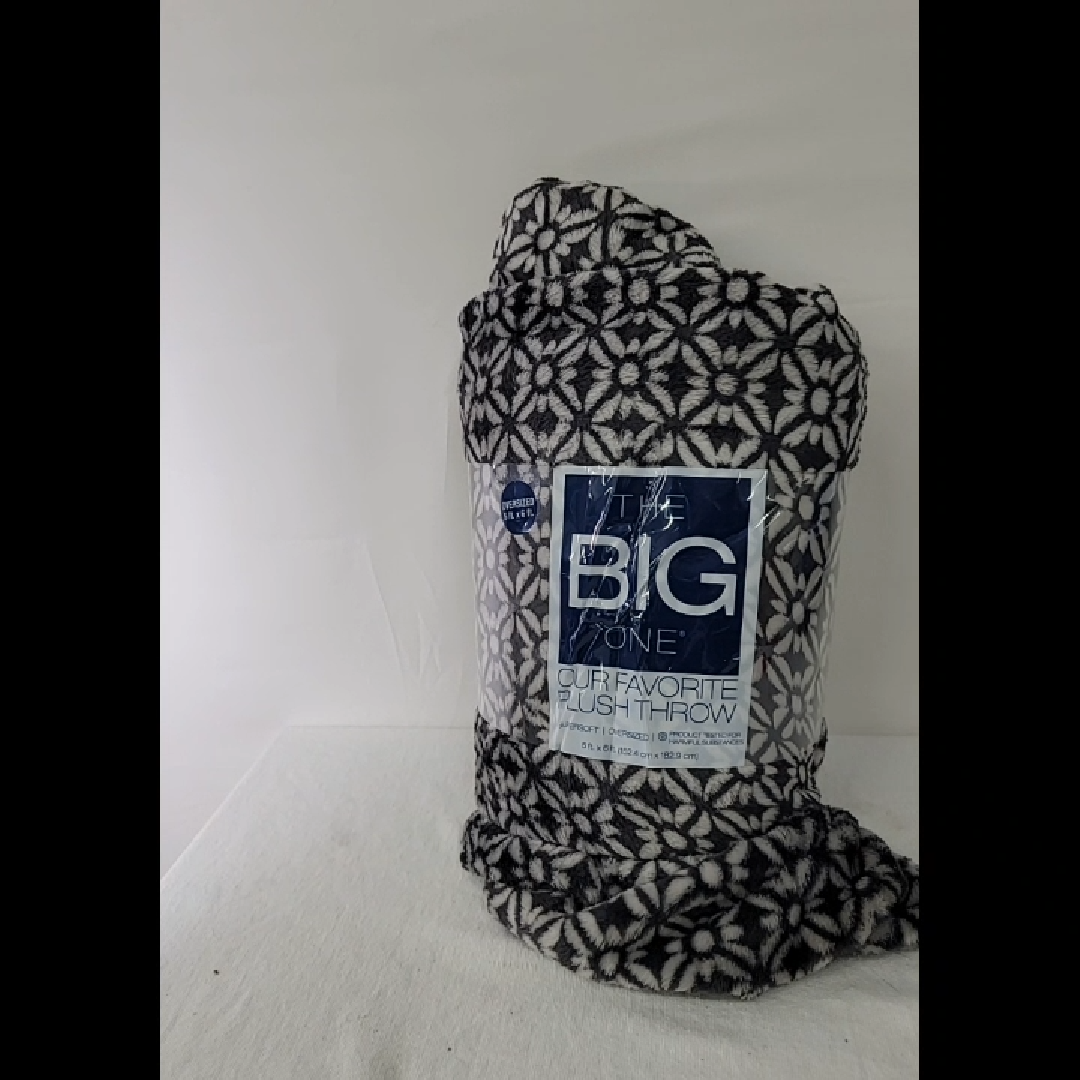 The Big One Our Favorite Plush Throw Blanket - Black and White Floral