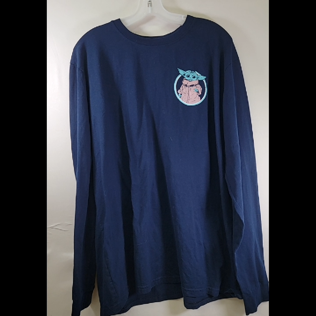 Navy Blue Long Sleeve T-Shirt with Cute Character Print