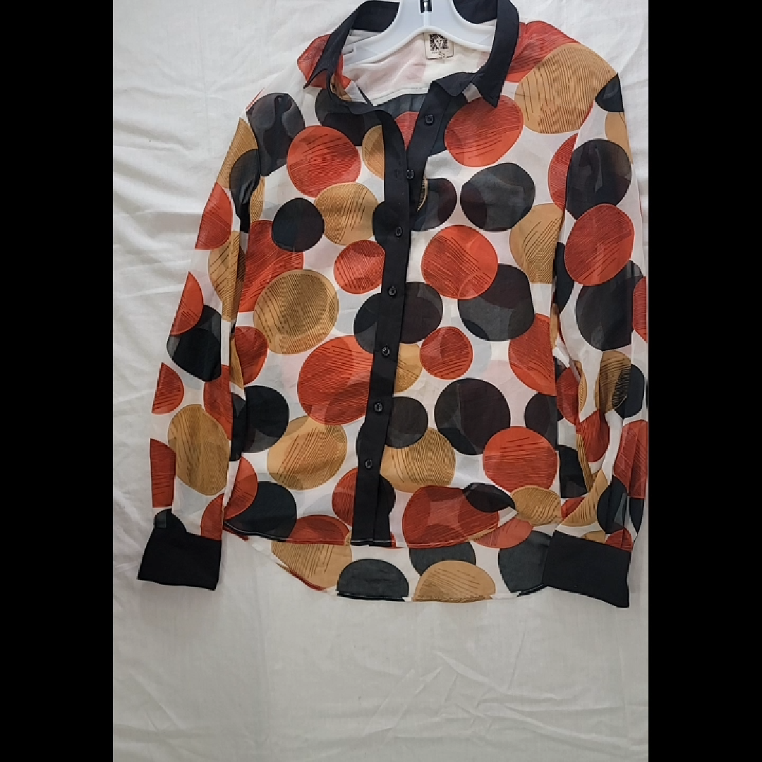 Anne Klein Multicolored Polka Dot Shirt Size 10(M)