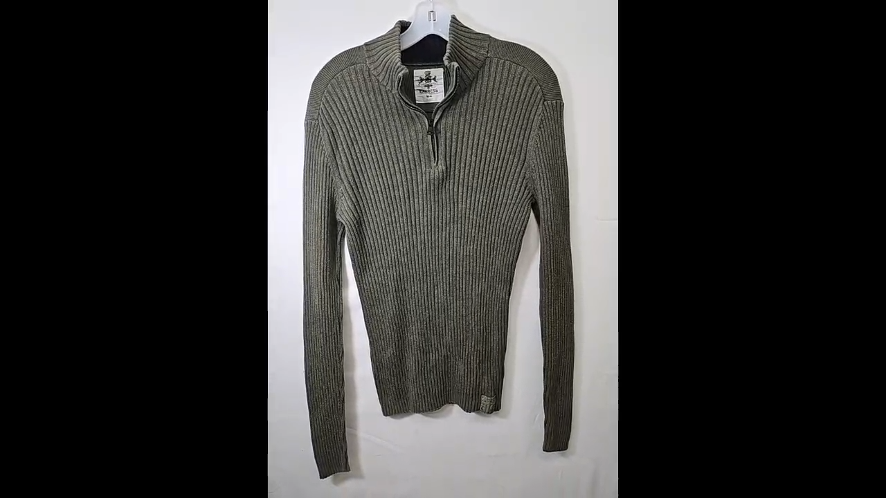 Express Green Top Zip Sweater Size M