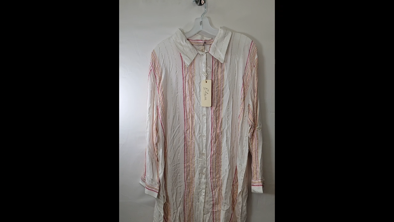 White Rose Stripe Boyfriend Shirt M