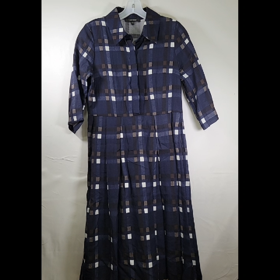 Lonyuash Women's Long Sleeve Plaid Dress Size L