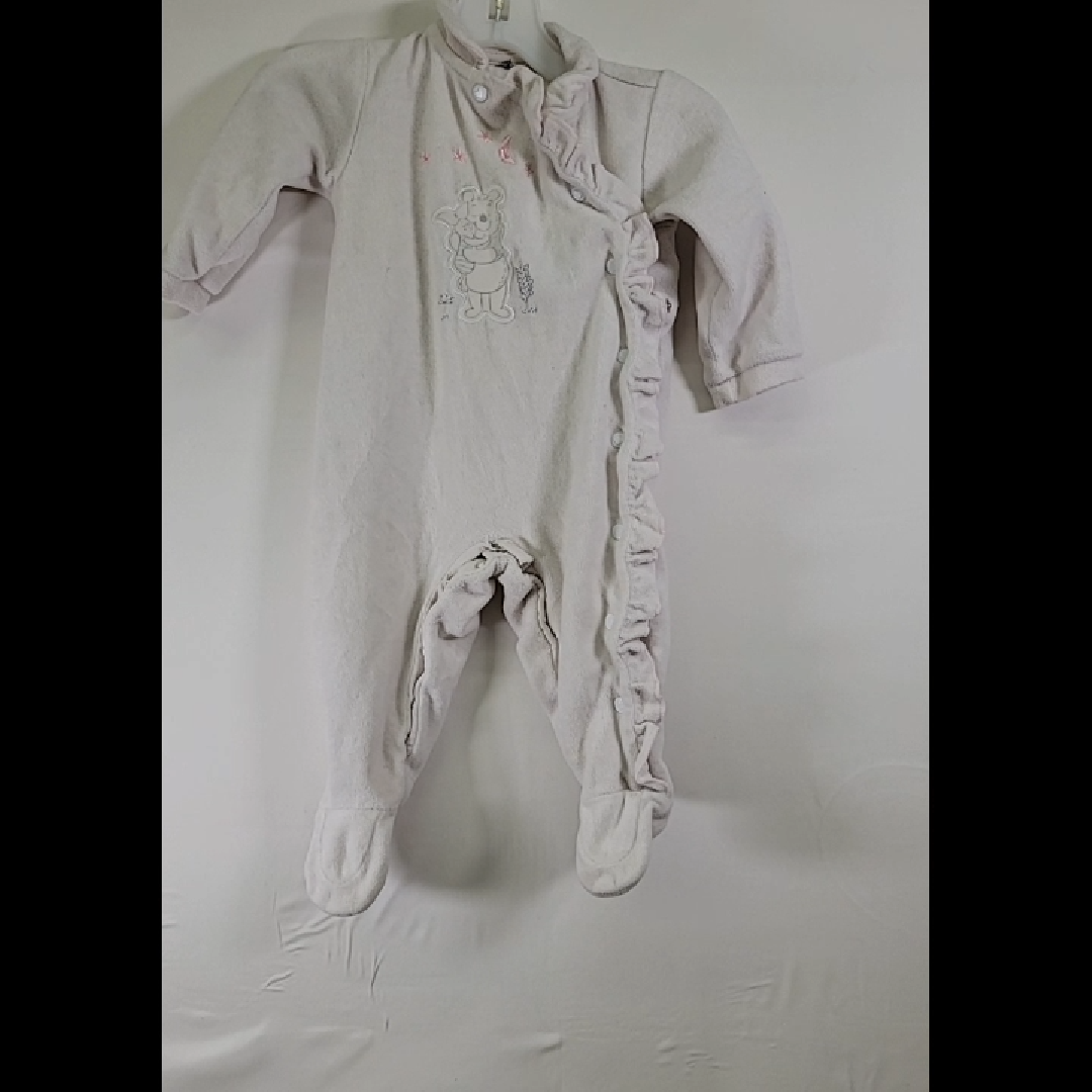 Adorable Light Beige Baby Pajamas with Ruffle Trim