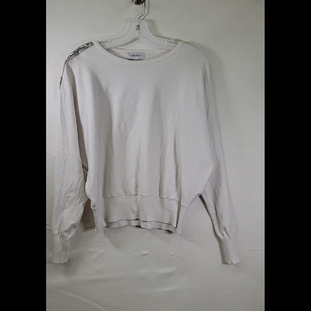 Light Beige Casual Sweater with Rhinestone Detail Size XL