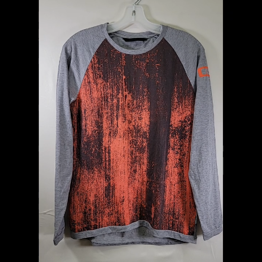 Stylish Long Sleeve Gray and Orange Shirt