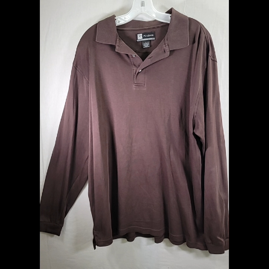 JPS A BANK Men's Long Sleeve Polo Shirt - Brown - Size L