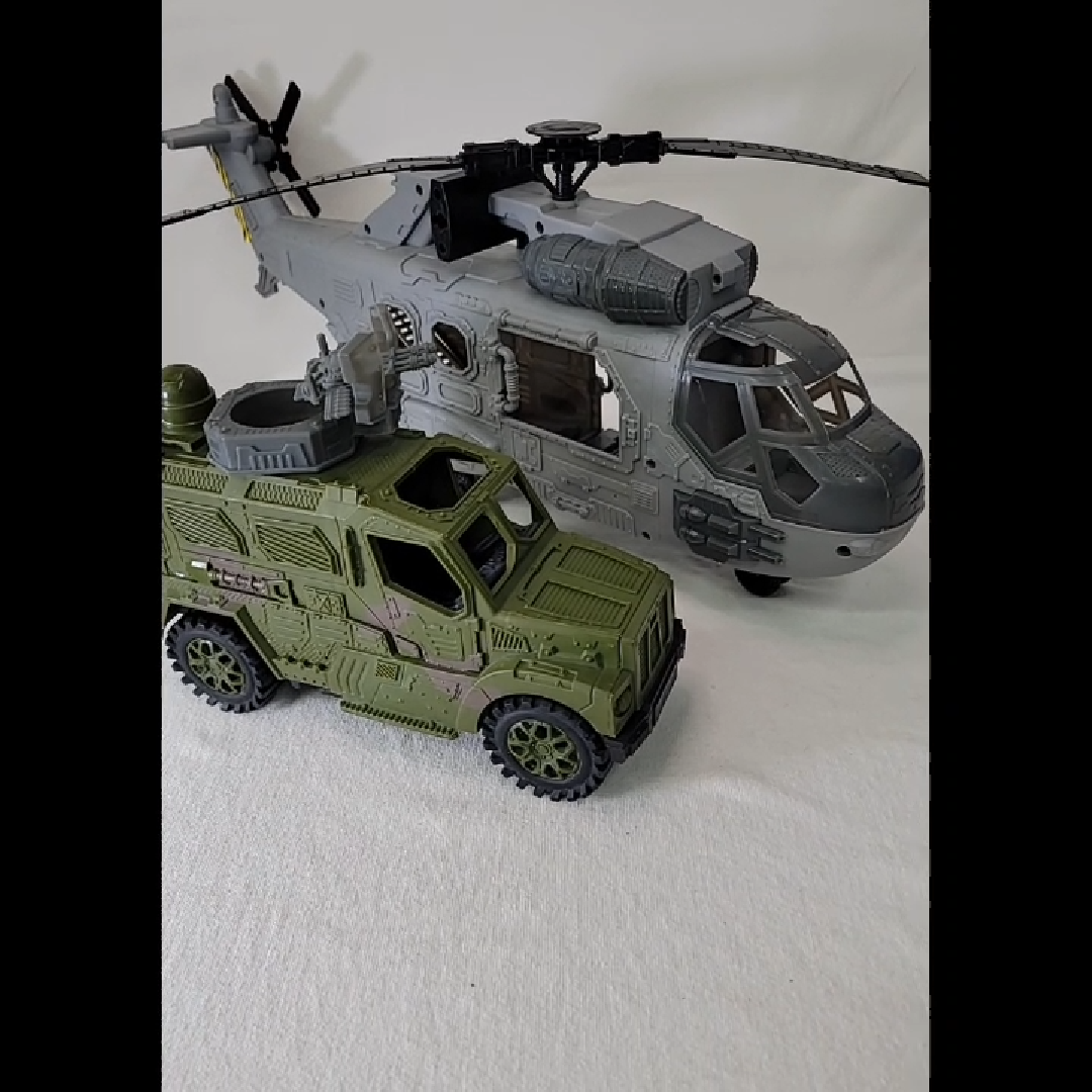 Military Vehicle and Helicopter Toy Set