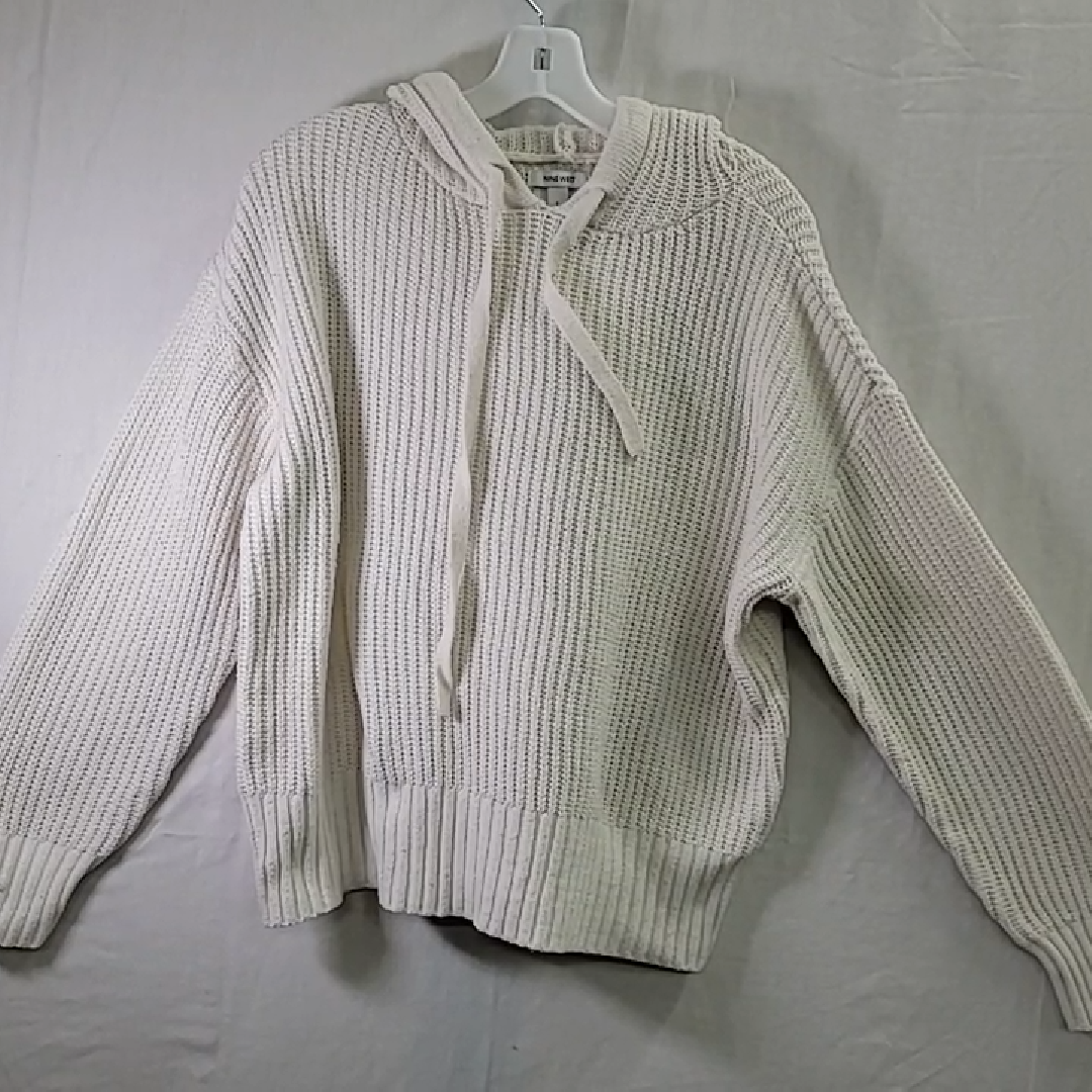 Nine West Women's Off-White Hooded Knit Sweater Size L