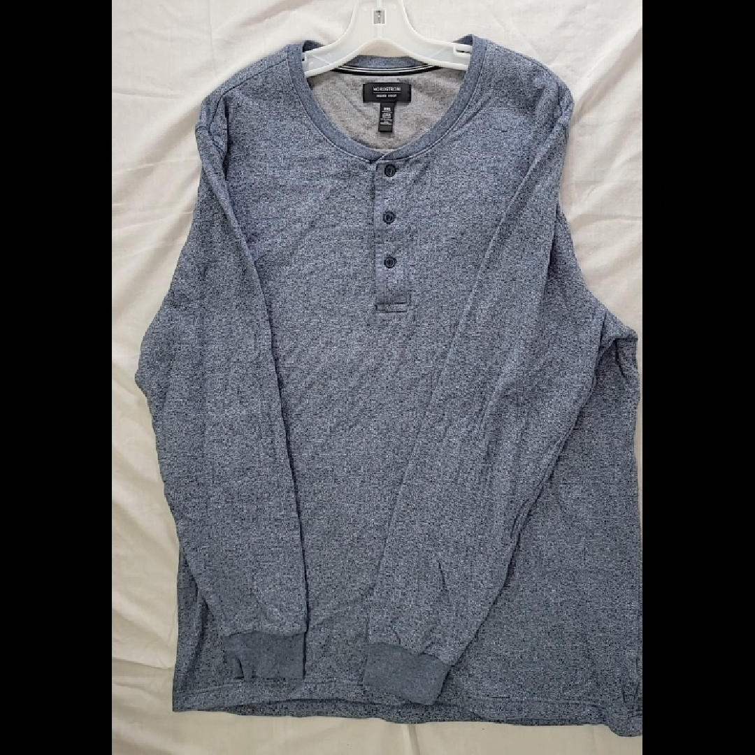 Nordstrom Men's Blue Long Sleeve Henley Shirt Size XXL